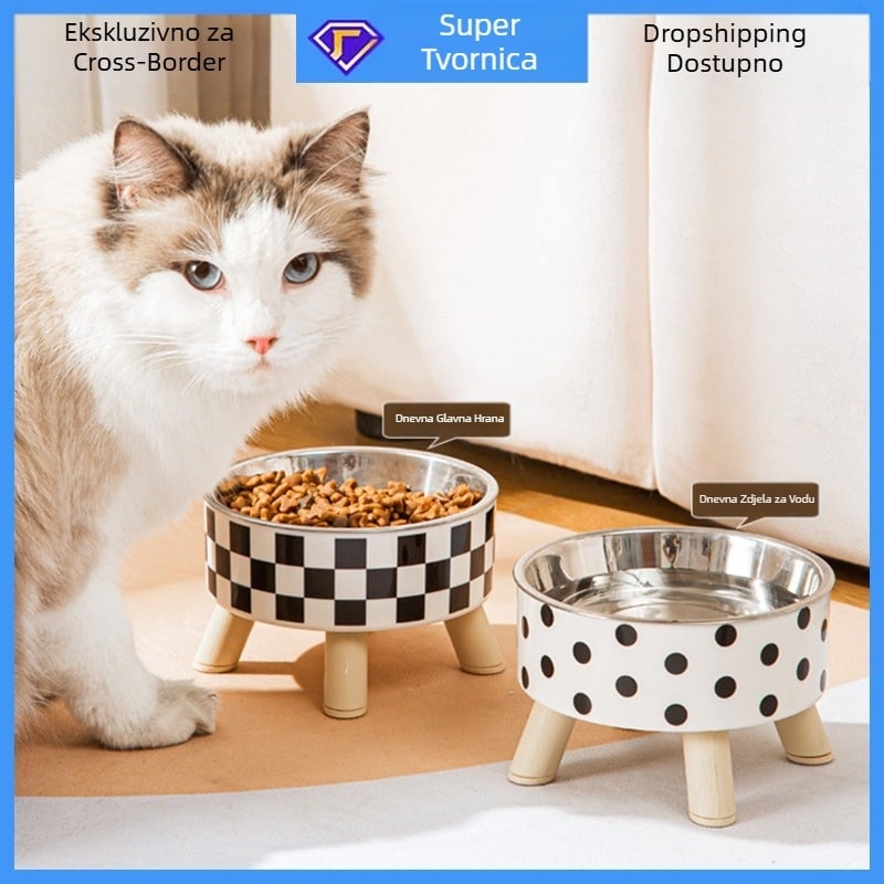 Zdjela za kućne ljubimce, neklizajuća zdjela s četiri kuta, super velika zdjela za rižu za pse, zdjela za vratnu kralježnicu i mačke, jedna zdjela za kućne ljubimce od nehrđajućeg čelika