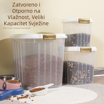 Kanta za mačju hranu velikog kapaciteta 30 kg, zatvorena, otporna na vlagu, hrana za mačke i pse, otporna na insekte, prozirna kanta za pohranu