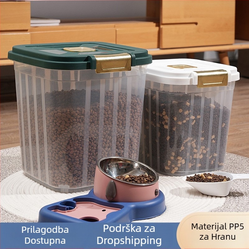 Kanta za mačju hranu velikog kapaciteta 30 kg, zatvorena, otporna na vlagu, hrana za mačke i pse, otporna na insekte, prozirna kanta za pohranu