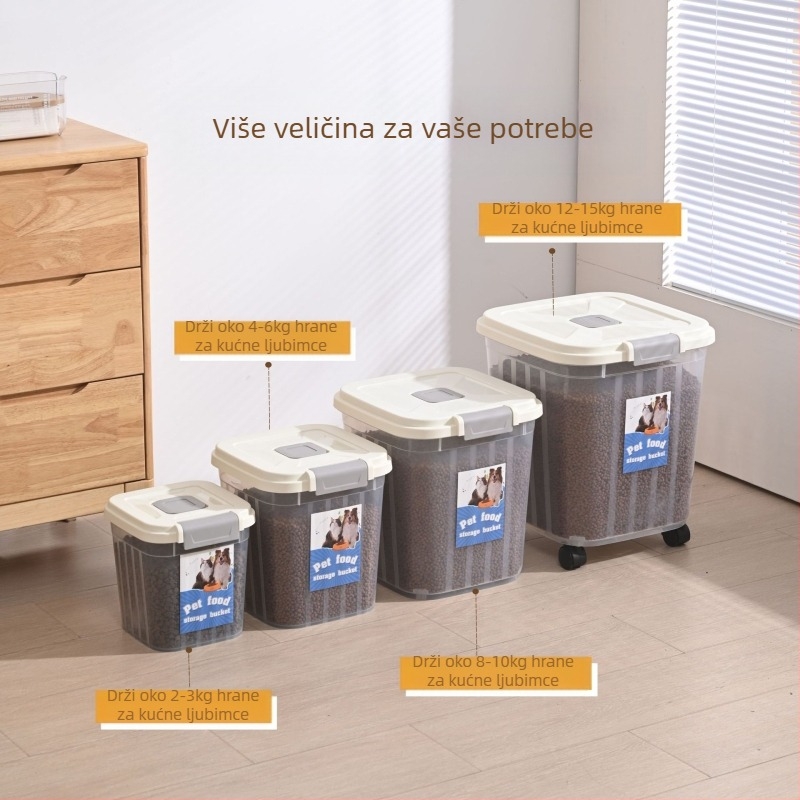 Kanta za mačju hranu velikog kapaciteta 30 kg, zatvorena, otporna na vlagu, hrana za mačke i pse, otporna na insekte, prozirna kanta za pohranu