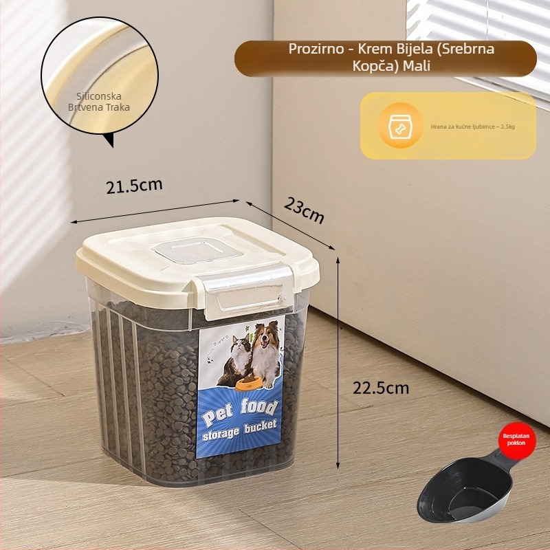 Kanta za mačju hranu velikog kapaciteta 30 kg, zatvorena, otporna na vlagu, hrana za mačke i pse, otporna na insekte, prozirna kanta za pohranu
