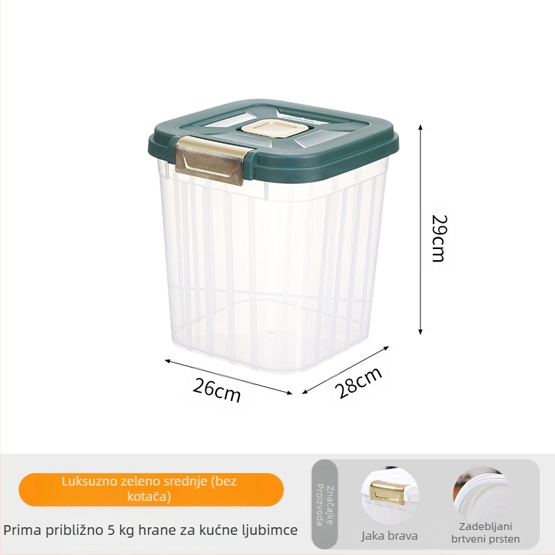 Kanta za mačju hranu velikog kapaciteta 30 kg, zatvorena, otporna na vlagu, hrana za mačke i pse, otporna na insekte, prozirna kanta za pohranu