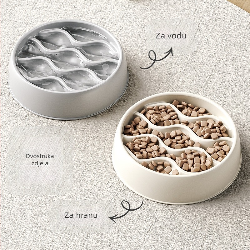 Zdjela za mačke velikog kapaciteta, zadebljana zdjela za mačke, dvostruka zdjela otporna na prskanje, zdjela za hranu za kućne ljubimce, zdjela za hranu, zdjela za sporo jedenje, zdjela za sporo jedenje otporna na gušenje