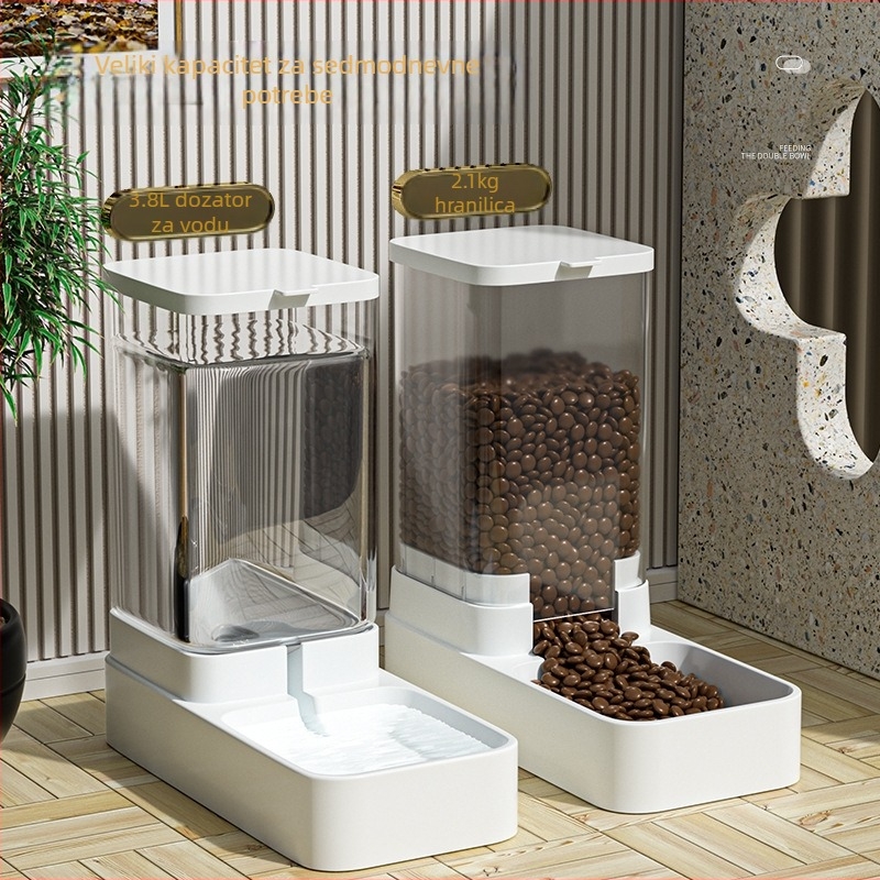 Automatska hranilica za kućne ljubimce, pojilica za mačke i pse, zdjela za vodu srednje veličine, kombinirana bačva za pohranu žitarica