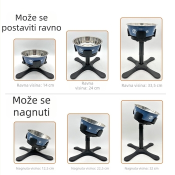 Novi nosač zdjele za pse, podesiva visina podizanja, protiv prevrtanja, umivaonik za pse s visokim nagibom, pogodan za srednje i velike pse.