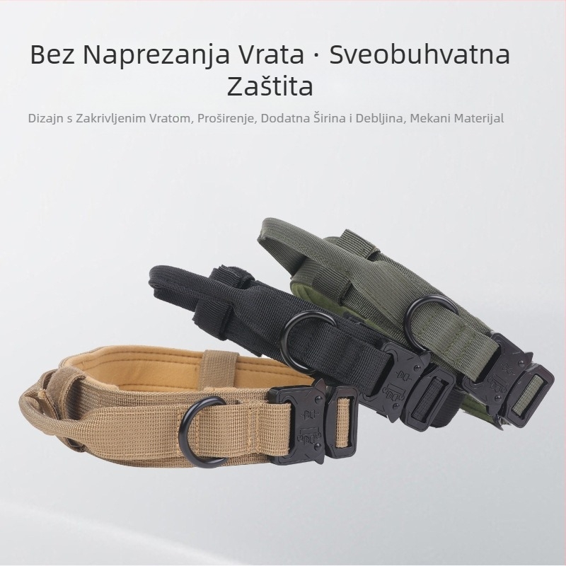 Ogrlica za kućne ljubimce za srednje i velike pse, Taktička ogrlica, Zadebljana ogrlica za pse, Ogrlica za pse koja ne davi vrat, Vojna ogrlica za pse