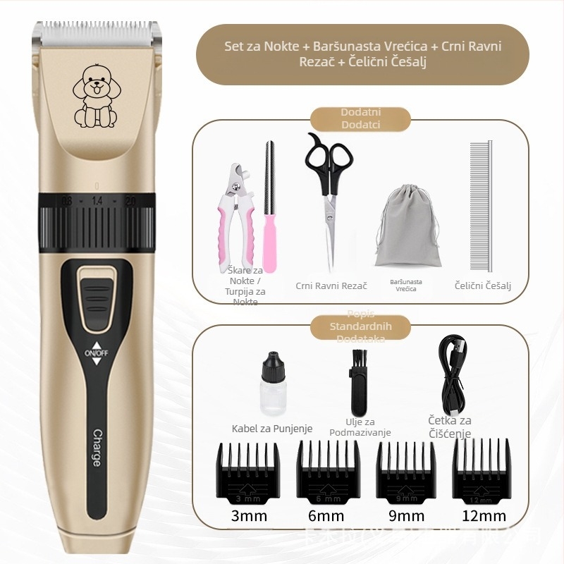 Tai Meng električni šišač za kućne ljubimce, električni šišač za pseću dlaku, brijač za mačke, šišač za pseću dlaku