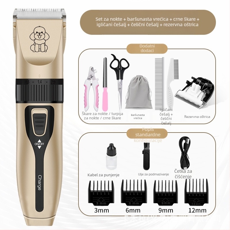 Tai Meng električni šišač za kućne ljubimce, električni šišač za pseću dlaku, brijač za mačke, šišač za pseću dlaku