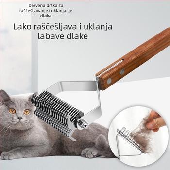 Češalj za pse, zlatni češalj za dlake s plišanim čvorovima, češalj za otvaranje čvorova, češalj protiv čvorova, češalj za kućne ljubimce