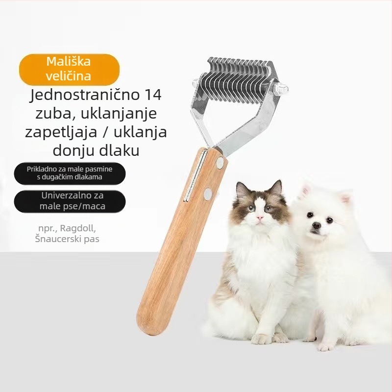 Češalj za pse, zlatni češalj za dlake s plišanim čvorovima, češalj za otvaranje čvorova, češalj protiv čvorova, češalj za kućne ljubimce