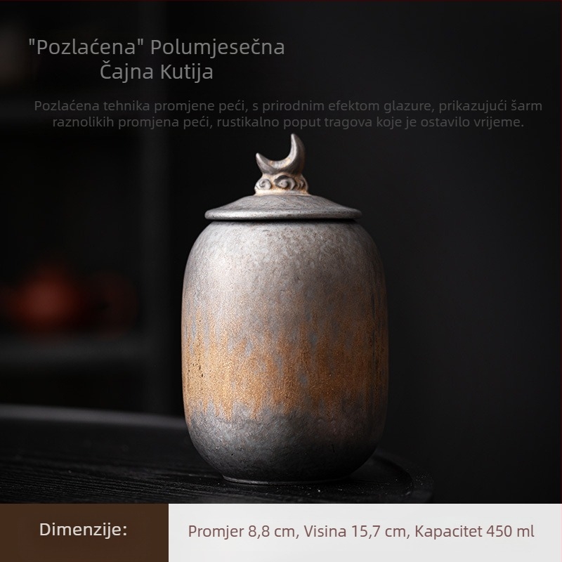 Pozlaćena stara limenka za čaj, kineska kamenina, zatvorena limenka za pohranu, retro keramička limenka, mala limenka za čaj, antikno skladište čaja Pu'er