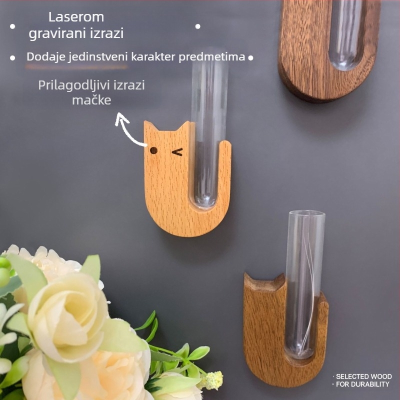 Komemorativna kutija od punog drva za dlake kućnih ljubimaca, mačja brada, kolekcija naljepnica za hladnjak, suvenir, kolekcionar brada za pse i mačke