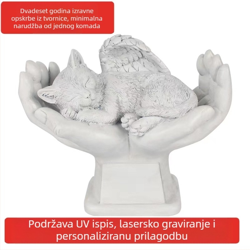 Spomen-kamen za kućne ljubimce preko granice može se ugravirati, vrtni ukras, ručni nadgrobni spomenik za usnulu mačku i štene, ukras za dvorište