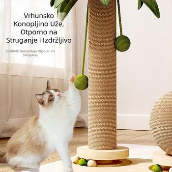 Okretni stol za mačke od punog drva kokosovog drveta Stupac za grebanje mačaka Zabavni štapić za mačke Ploča za grebanje mačaka Izdržljiva igračka za mačke od sisala Penjanje za mačke Preko granice