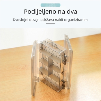 Lagana luksuzna kutija za nakit s dva sloja, podijeljena, prozirna kutija za pohranu nakita za naušnice, praktična dvostrana mini kutija za pohranu s 10 rešetki