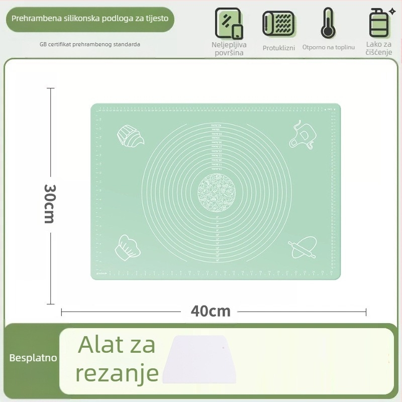 Silikonska podloga za miješenje, prehrambena podloga za kućanstvo, valjanje rezanaca i podloga za ploče, neklizajuća daska za izradu velikih knedli za kuhinju