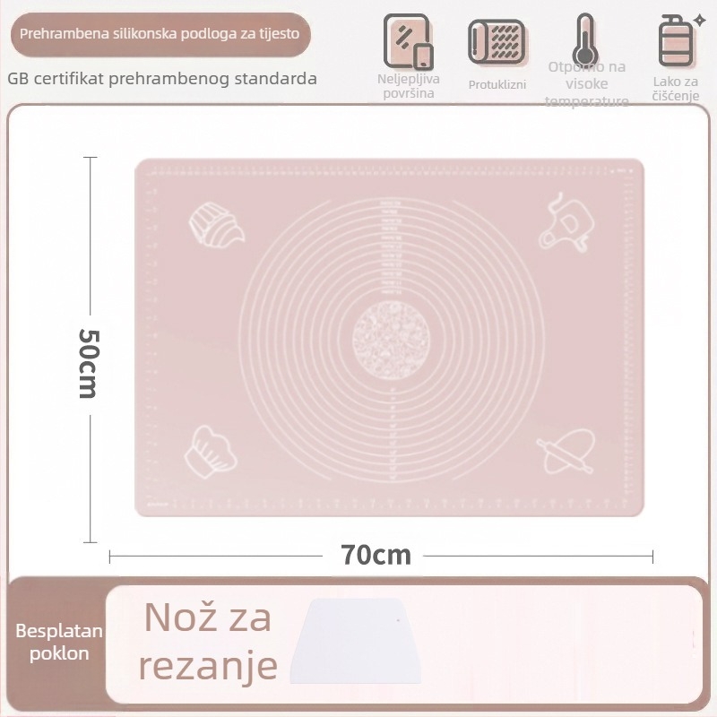 Silikonska podloga za miješenje, prehrambena podloga za kućanstvo, valjanje rezanaca i podloga za ploče, neklizajuća daska za izradu velikih knedli za kuhinju