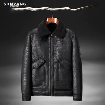 Zimska jakna od brušene kože s integriranim flisom, zadebljana kožna jakna za muškarce, od janjećeg krzna za motocikle na veliko