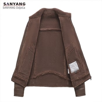 Zimska jakna od brušene kože s integriranim flisom, zadebljana kožna jakna za muškarce, od janjećeg krzna za motocikle na veliko