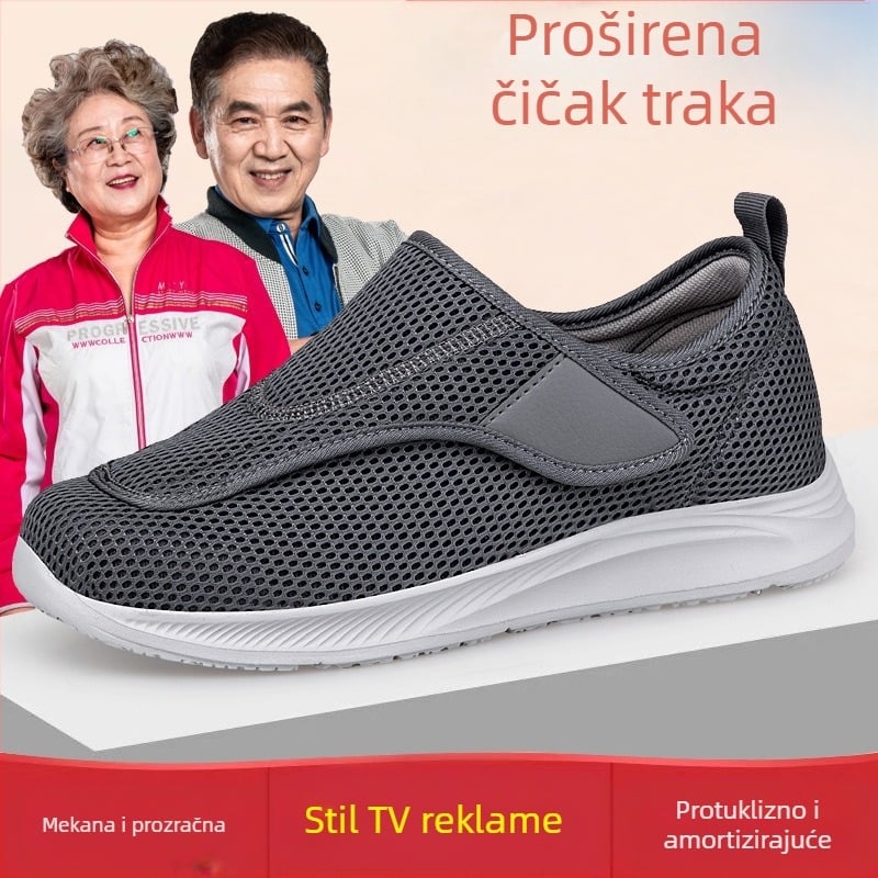 Prozračne proširene cipele za starije osobe, Ženske cipele srednje i starije dobi za otečena stopala, valgus palca, otečena i masna stopala, Majčine cipele, Cipele bez šećera