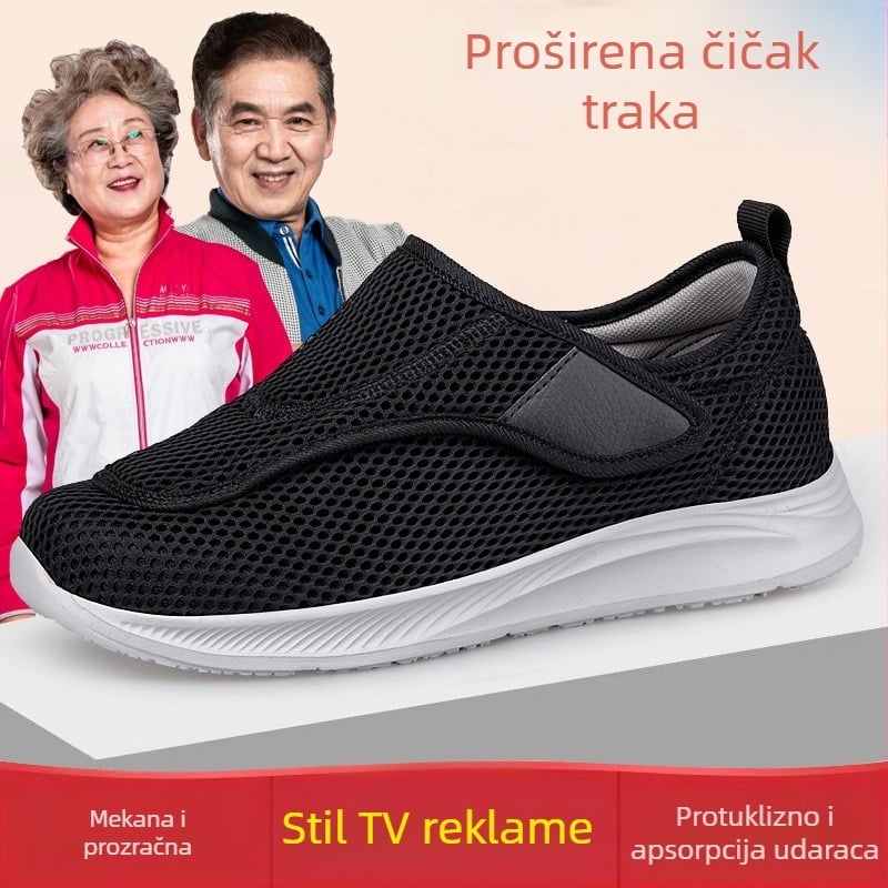 Prozračne proširene cipele za starije osobe, Ženske cipele srednje i starije dobi za otečena stopala, valgus palca, otečena i masna stopala, Majčine cipele, Cipele bez šećera