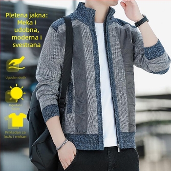 Zimski novi muški dolčevit kardigan s patentnim zatvaračem, moderna muška odjeća, zadebljana pletena jakna za muškarce
