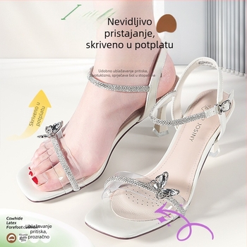 Protuklizni jastučići za sandale, ženske visoke pete, jastučići za prednji dio stopala, protiv bolova, znoja, protuklizni, smanjene veličine, samoljepljivi jastučić od kravlje kože, polovične veličine, ljetni jastučić