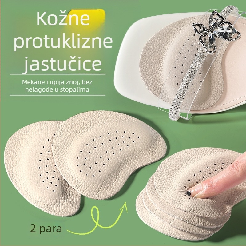 Protuklizni jastučići za sandale, ženske visoke pete, jastučići za prednji dio stopala, protiv bolova, znoja, protuklizni, smanjene veličine, samoljepljivi jastučić od kravlje kože, polovične veličine, ljetni jastučić