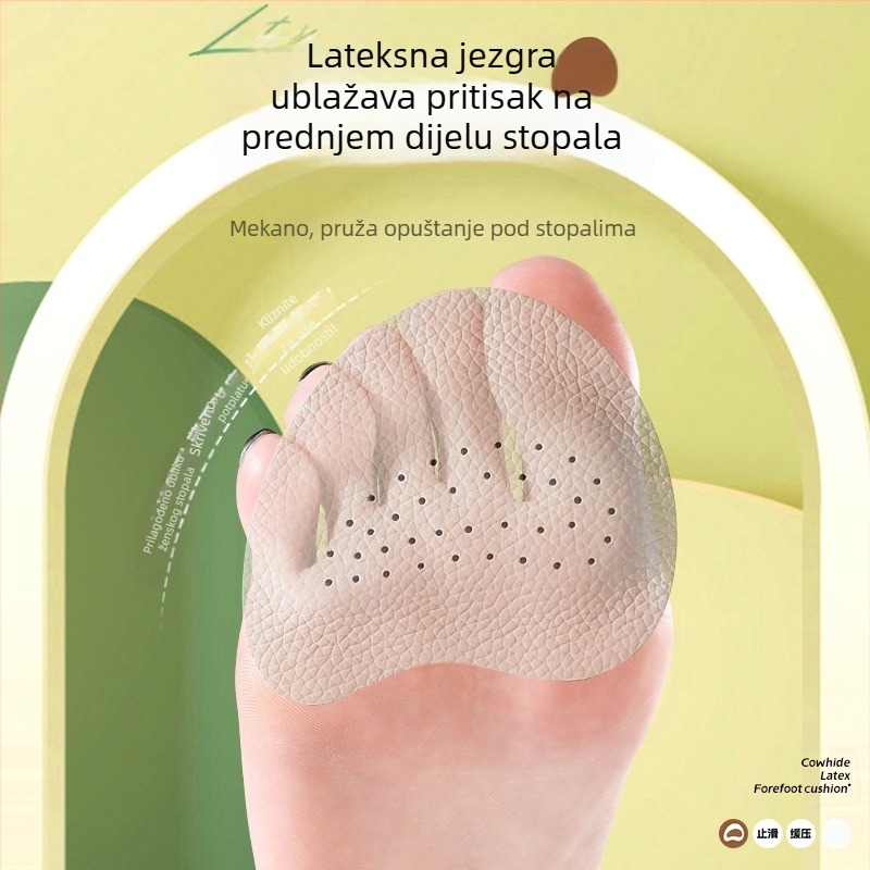 Protuklizni jastučići za sandale, ženske visoke pete, jastučići za prednji dio stopala, protiv bolova, znoja, protuklizni, smanjene veličine, samoljepljivi jastučić od kravlje kože, polovične veličine, ljetni jastučić