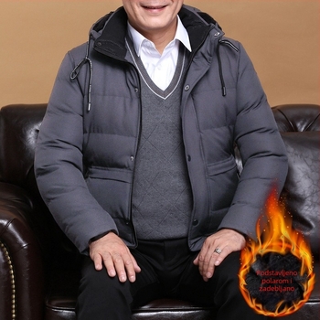 Odjeća za očeve srednjih i starijih osoba, muška zimska jakna s flis podstavom, debela topla, pamučna, ležerna, široka, pamučno podstavljena jakna, muška odjeća za očeve