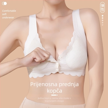 Žensko donje rublje s otvorenom kopčom bez tragova, za velike grudi, malo nabiranje, udoban čipkasti grudnjak za spavanje s zatvaranjem i otporan na opuštanje, za dojenje