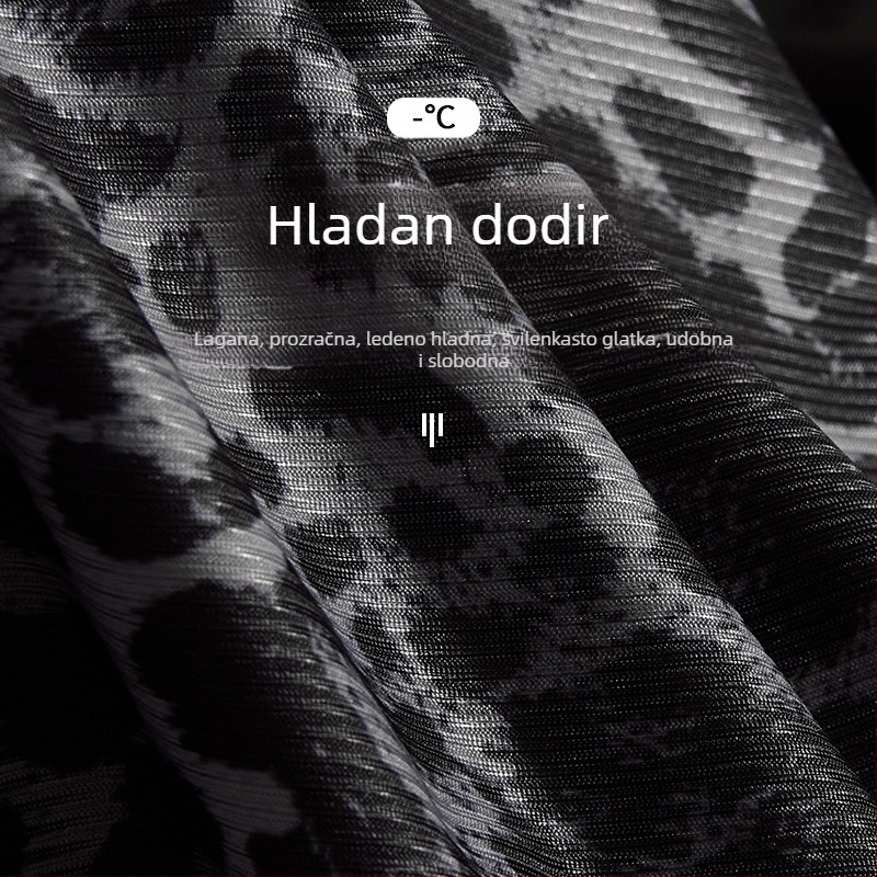 Ljetne popularne ledeno svilene hlače sa strelicama za muškarce, leopard print, cool prozračne kućne ležerne široke bokserice