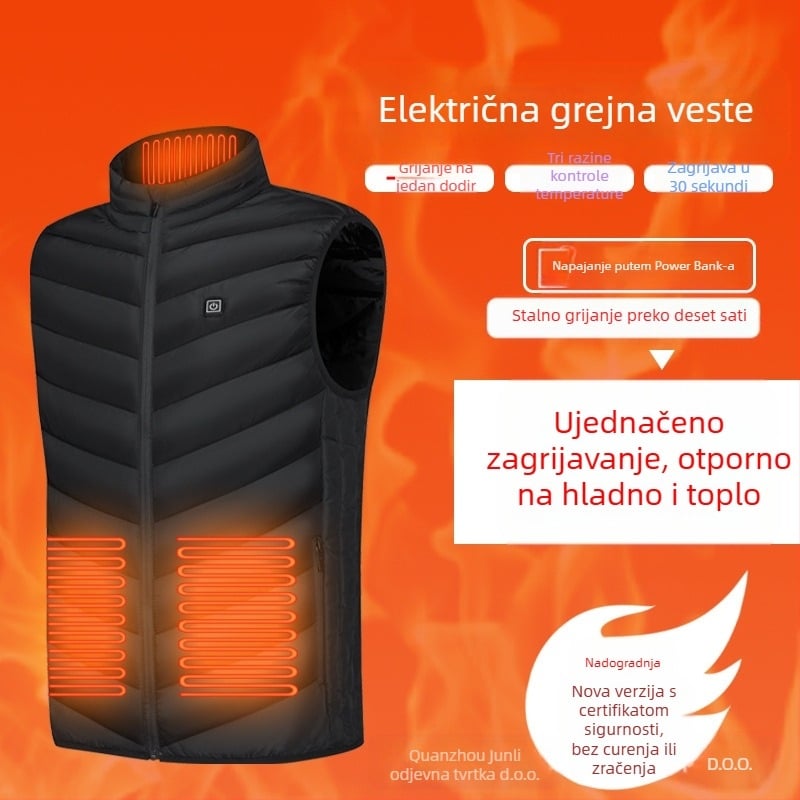 Prsluk za grijanje mladih Zone 9 za muškarce, inteligentni prsluk s punjenjem i ovratnikom bez rukava, električni grijaći prsluk za srednje i starije osobe