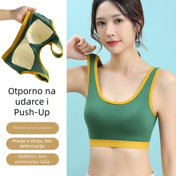 Jednodijelno donje rublje s fiksnim košaricama bez čeličnog prstena, sportsko donje rublje s širokim naramenicama i omotanim gornjim dijelom za prsa