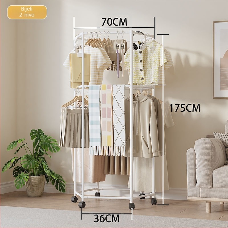 Kućanski šesterokutni višenamjenski stalak za sušenje odjeće za balkon, spavaću sobu, spavaonicu, zadebljani stabilni podni stalak za kapute koji štedi prostor