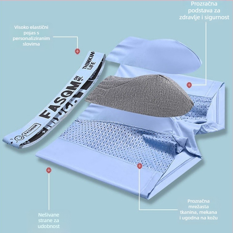 Muške mrežaste bokserice Ice Silk, prozračne, srednji pojas, ljeto, veći broj veličina