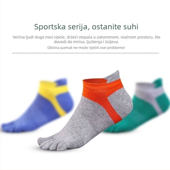 Muške ljetne tanke kratke čarape za brod, prozračne pamučne čarape koje upijaju znoj, zaštita od korijenja, sportovi na otvorenom, neklizajuće čarape s razdvojenim prstima