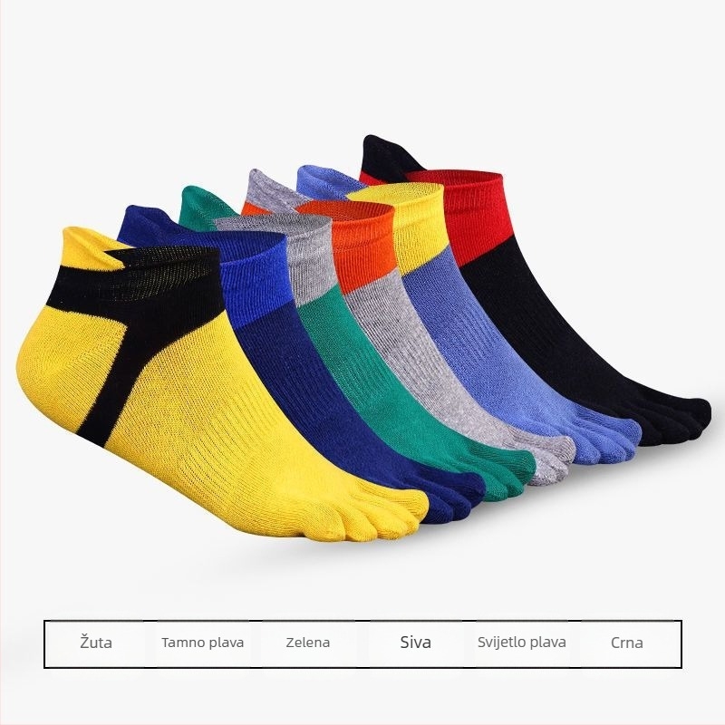 Muške ljetne tanke kratke čarape za brod, prozračne pamučne čarape koje upijaju znoj, zaštita od korijenja, sportovi na otvorenom, neklizajuće čarape s razdvojenim prstima