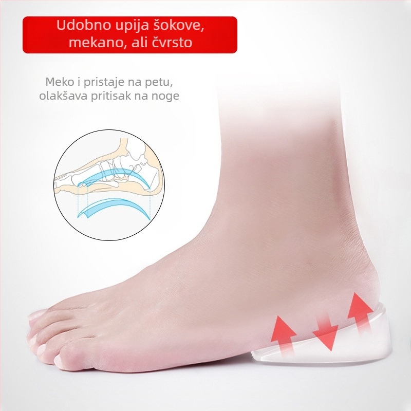 Proizvođač Veleprodaja Unisex prozirnih, amortizirajućih, neklizajućih, mekih, perivih silikonskih uložaka s petom pola veličine, koji povećavaju visinu i udobne