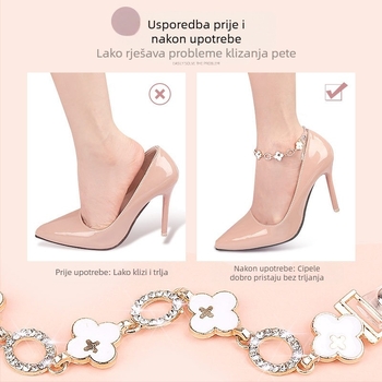 Čizme na visoku petu s četiri lista i tratinčicom, vezicama s jednom riječi, podesivim vezicama bez ugradnje, nevidljivim remenom za pričvršćivanje koji sprječava pad pete