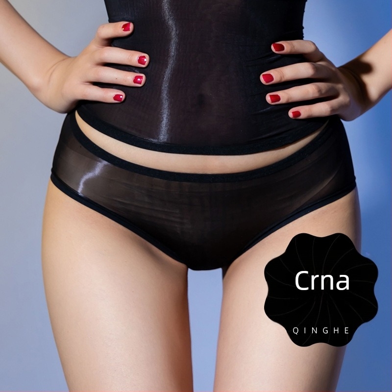 Masne ultra tanke bešavne bokserice za žene, sjajne seksi otvorene međunožje, svilenkaste prozirne gaćice, čarape, seksi donje rublje