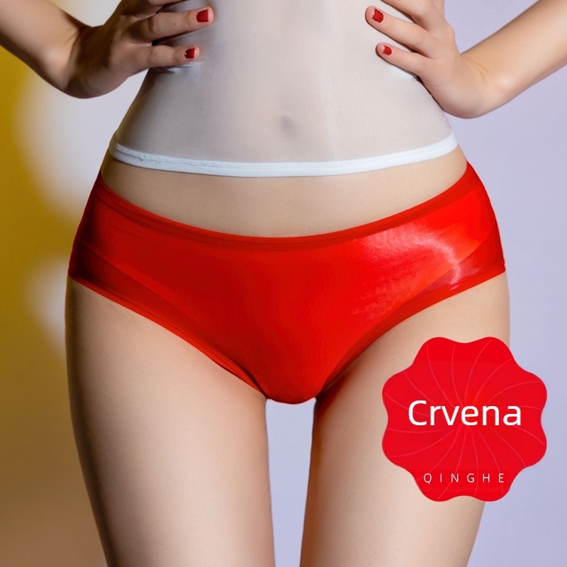 Masne ultra tanke bešavne bokserice za žene, sjajne seksi otvorene međunožje, svilenkaste prozirne gaćice, čarape, seksi donje rublje