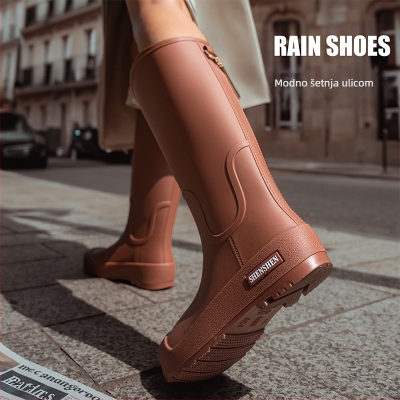 Modni trendi kišne cipele za žene, vodootporne neklizajuće visoke kišne čizme za odrasle, kampiranje, rad, otporne na habanje gumene cipele, duge vodene cipele
