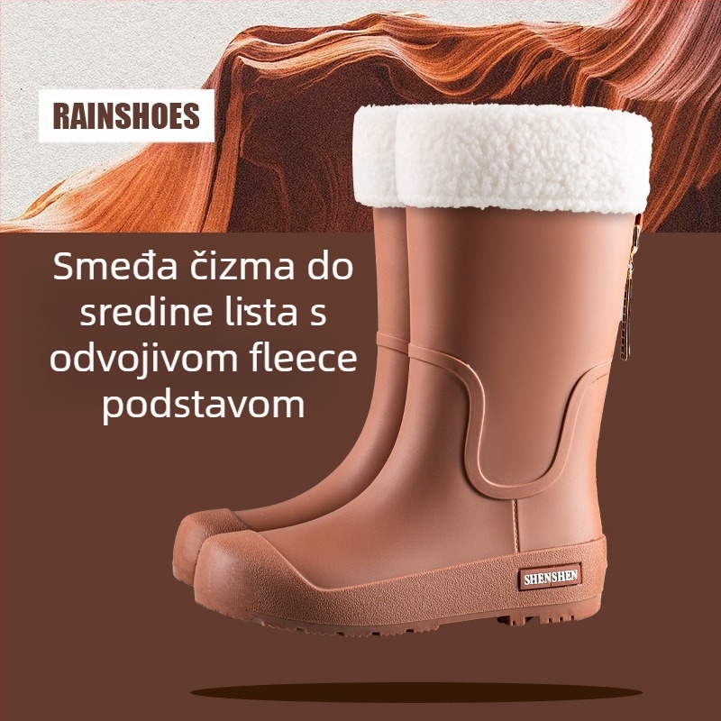 Modni trendi kišne cipele za žene, vodootporne neklizajuće visoke kišne čizme za odrasle, kampiranje, rad, otporne na habanje gumene cipele, duge vodene cipele