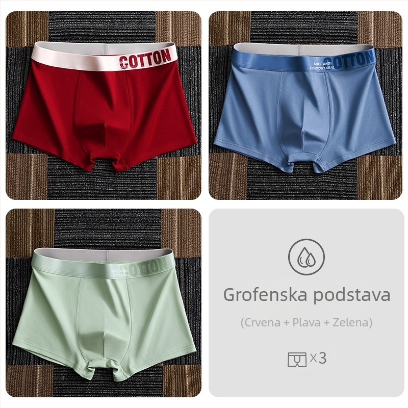 Yalu muške bokserice od pamuka – prozračne, antibakterijske, upijaju znoj, srednji pojas, jednobojne, velika veličina