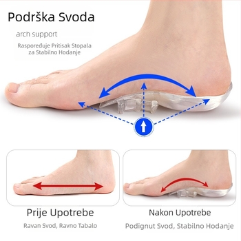 Prozirni polu-uložak za svod stopala za odrasle s izvijenim nogama iznutra i izvana, ortopedski stražnji uložak za svod stopala, uložak za potporu ravnog svoda stopala