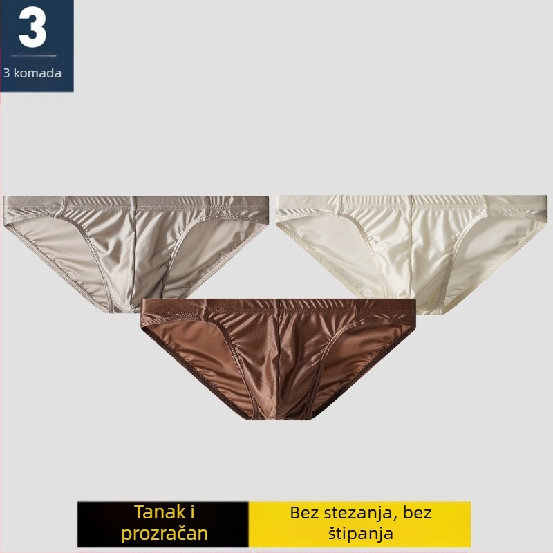 Nove satenske muške gaćice, dječje, ledeno svilene, U-konveksne ultra tanke seksi gaćice, jednodijelne hlačice za mlade muškarce