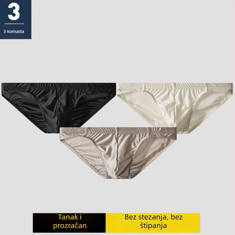 Nove satenske muške gaćice, dječje, ledeno svilene, U-konveksne ultra tanke seksi gaćice, jednodijelne hlačice za mlade muškarce