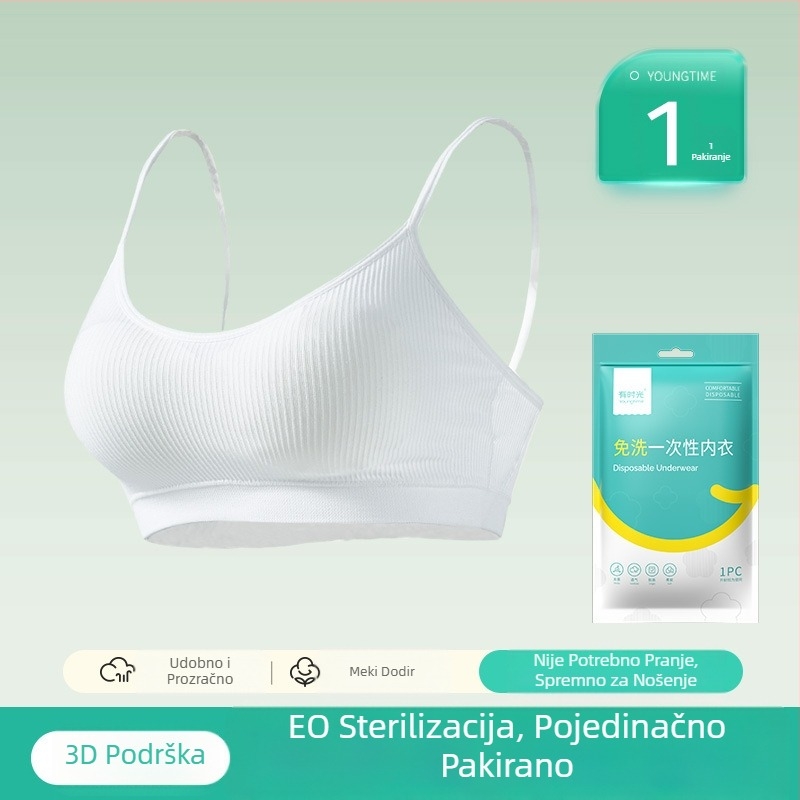 Grudnjak za jednokratnu upotrebu Time, čisti pamuk, udoban, bez pranja, odvojeno pakiranje, putni prsluk bez tragova