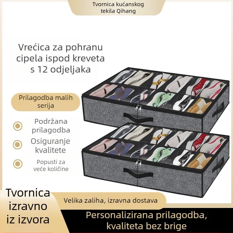 Amazon torba za pohranu cipela na podu kreveta, sklopiva netkana torba za kutiju za cipele s 12 mreža, završna vrećica za kućnu kutiju za pohranu na veliko
